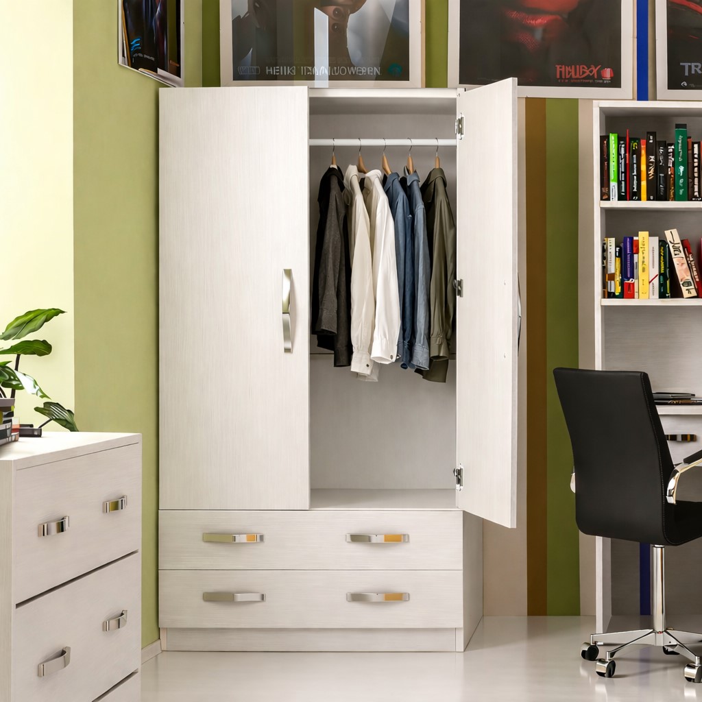 Armadio da 90 h.180 con cassetti bianco frassinato Armadio da 90 h.180 con cassetti bianco frassinato
