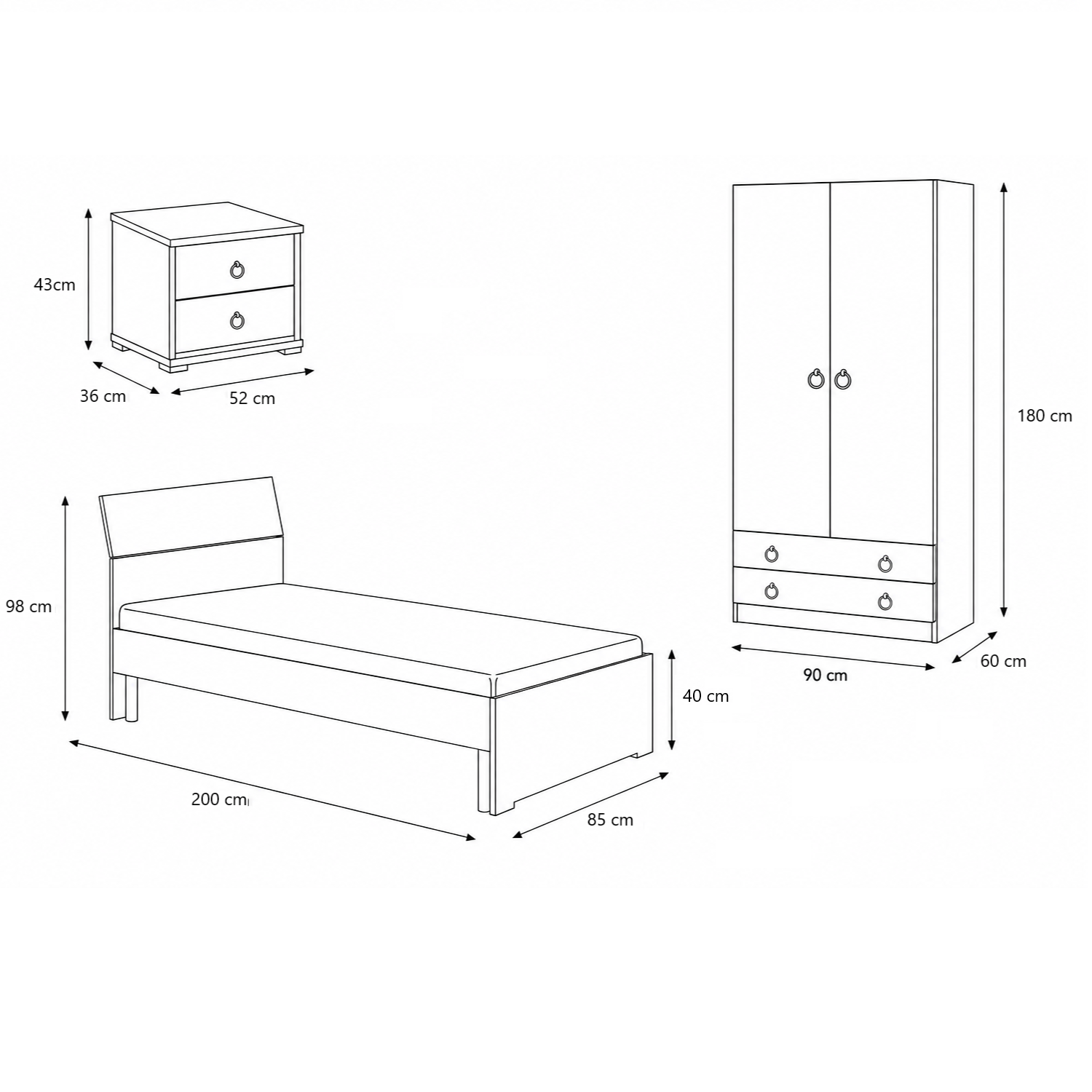 Dimensioni cameretta classic Dimensioni cameretta classic